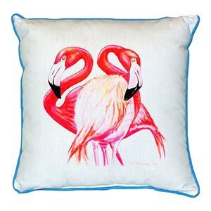 Tropical Pink Flamingos Indoor Outdoor 18 x 18 Inch Pillow